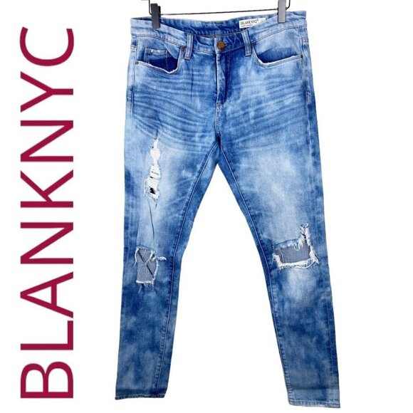 BLANKNYC Skinny Classique Distressed Busted Knee Jeans, Size 29 - Picture 2 of 10